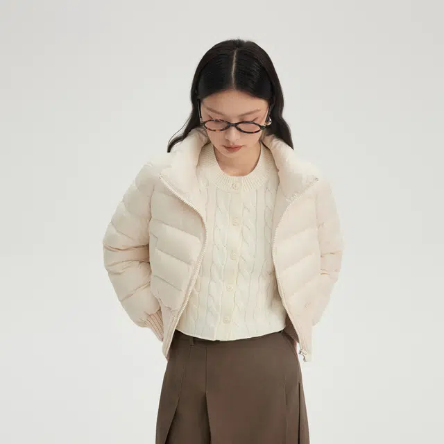 艾莱依 简约时尚纯色短款长袖羽绒服 女款