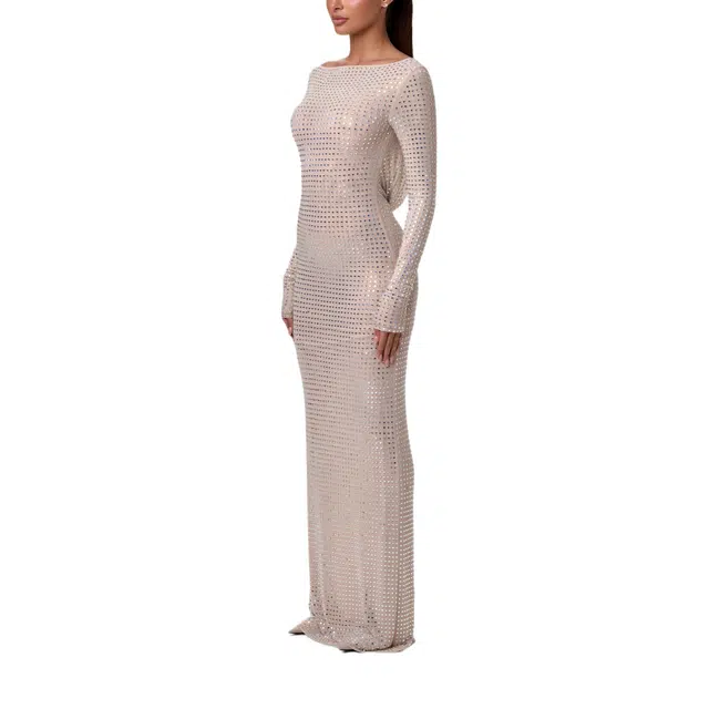 NAKED WARDROBE Open Back Gown Crystal