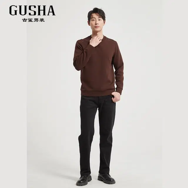 古鲨 轻奢莫代尔亲肤柔软圆领长袖卫衣 男款