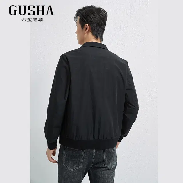 古鲨 暗纹通勤简约时尚防风休闲夹克外套 男款
