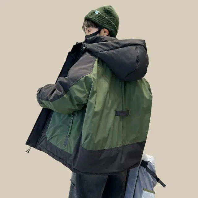 雅鹿棉衣 舒适百搭洋气拼色宽松 绿色 儿童款