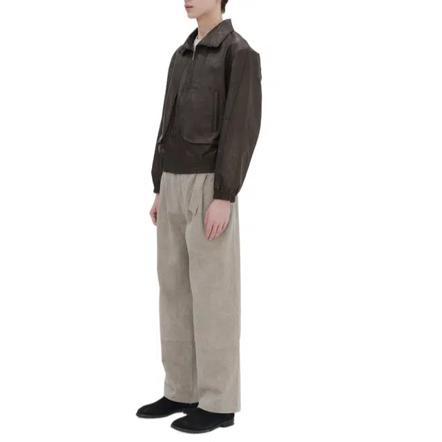 BESLOW ONE TUCK WASHED BELTED PANTS