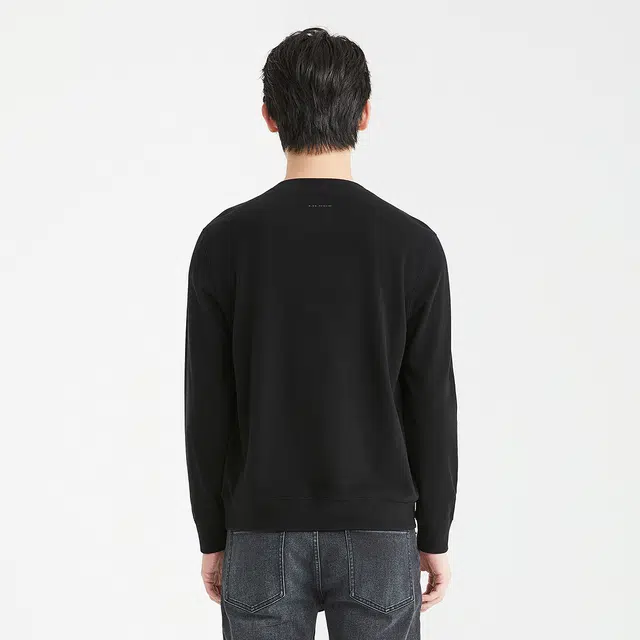 利郎 时尚都市圆领印花纯色质感秋季卫衣 男款