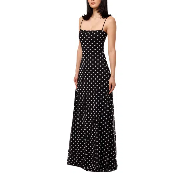 NAKED WARDROBE Polka Dot A-Line Maxi Dress Mesh