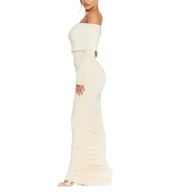 NAKED WARDROBE Ruched Energy Maxi Skirt