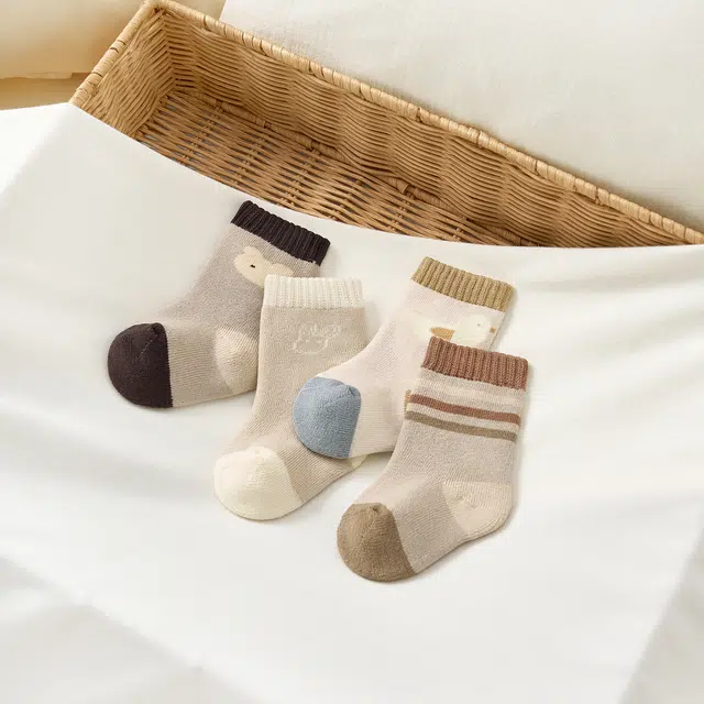 童泰 宝宝中筒袜男童加厚毛圈袜女童无骨袜头可爱宽口袜袜子婴幼童