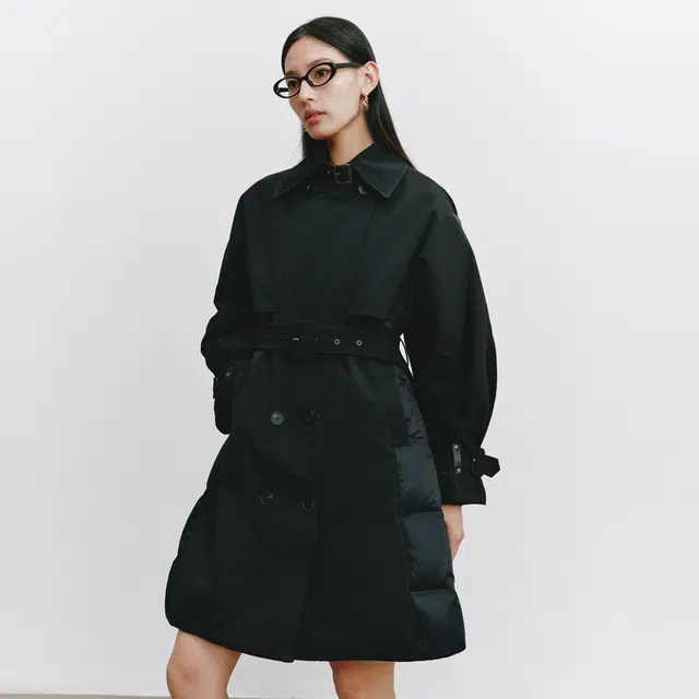 艾莱依 纯色翻领加厚宽松长款羽绒服 女