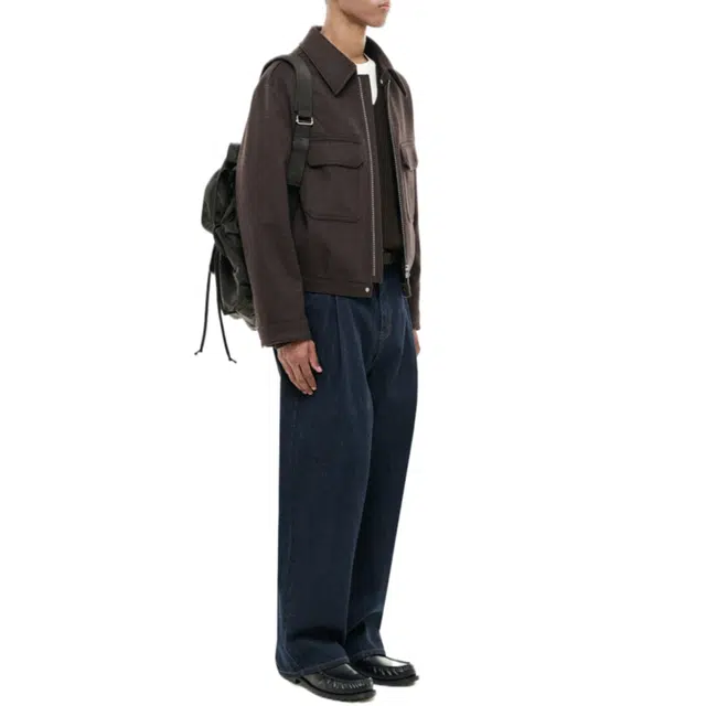 BESLOW CASHMERE MILITARY ZIP-UP JACKET MELANGE