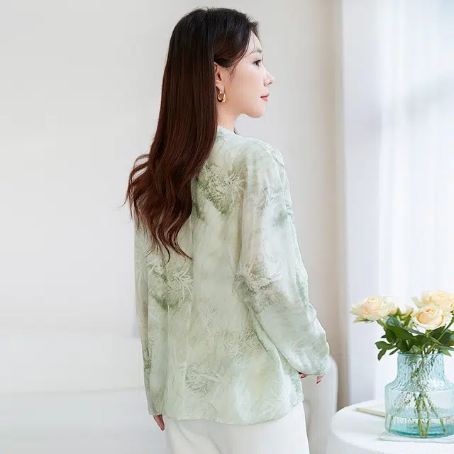 水墨佳人 春夏印花桑蚕丝衬衫 女款