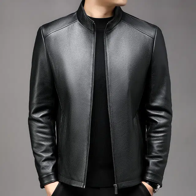 太子龍 品牌纯色时尚休闲百搭鹿皮革真皮皮衣 男款