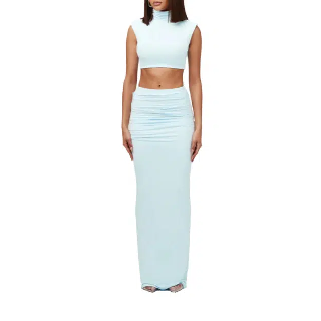 NAKED WARDROBE Turtleneck Sleeveless Crop Top NW