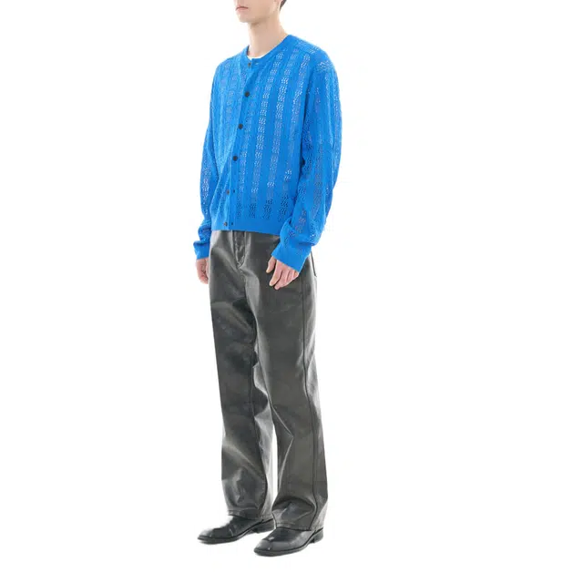 BESLOW CROCHET CREW NECK SHORT CARDIGAN