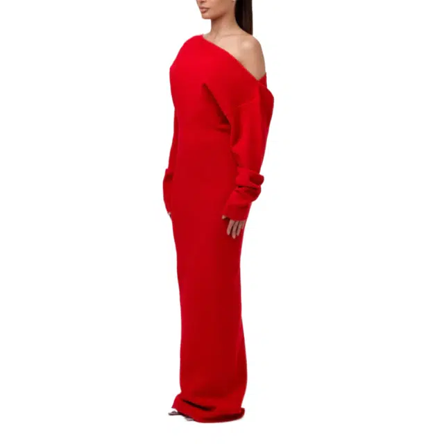 NAKED WARDROBE Off-Shoulder Sweater Maxi Dress Knits