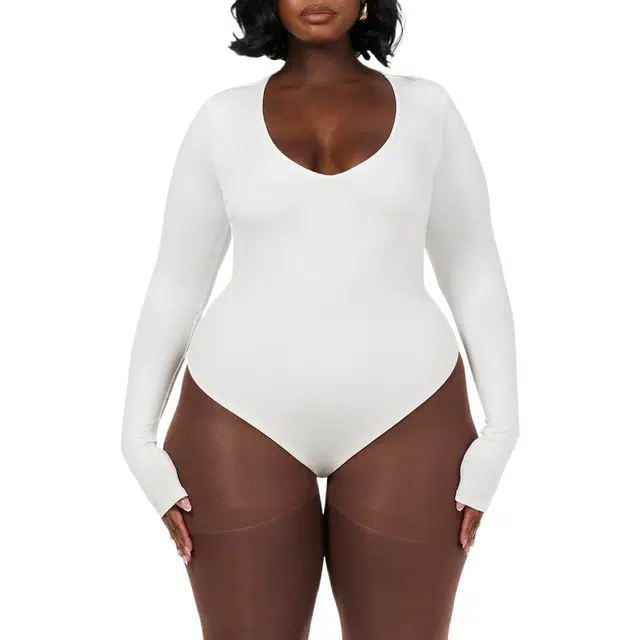 NAKED WARDROBE NW Sculpt V-Neck Bodysuit Curve