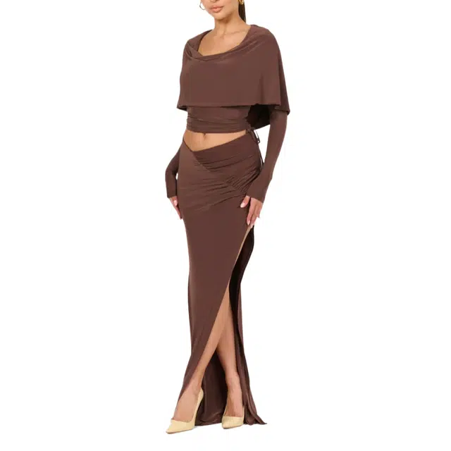 NAKED WARDROBE Ruched Maxi Skirt Hourglass
