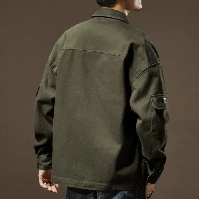 贵色 拼接修身工艺日系工装多口袋痞帅极简风美式设计高级复古长袖衬衫 男女同款