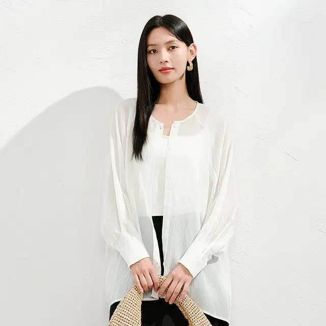 玖姿安娜蔻 欧若风淡人穿搭休闲通勤轻薄长袖衬衫 女款