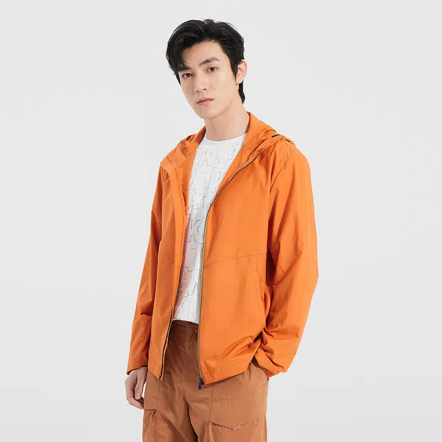 利郎 商务休闲纯色简约百搭防晒服 男款 橙色