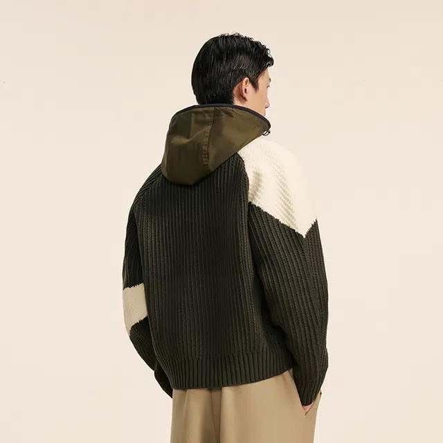 速写 冬季长袖毛衫连帽休闲保暖毛衣 男款