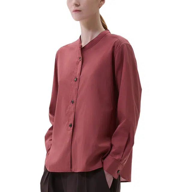 MARGARETHOWELL BUTTON THROUGH COLLARLESS SHIRT