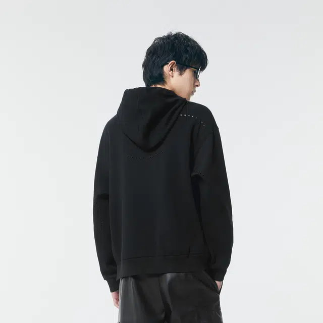 速写 几何图案长袖连帽套头卫衣 男女同款