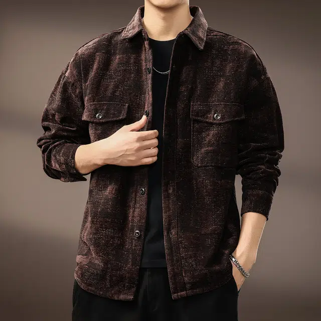 贵色 港风时尚潮牌百搭工装长袖潮流复古巴恩风户外出行穿搭休闲翻领衬衣外套衬衫 男女同款