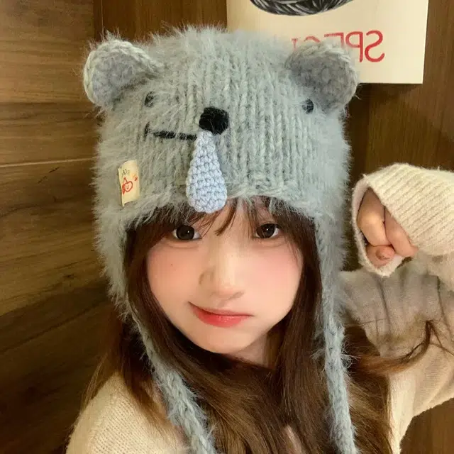 恩僾德 可爱保暖百搭防寒 聚酯纤维 绒线帽 男女同款情侣款