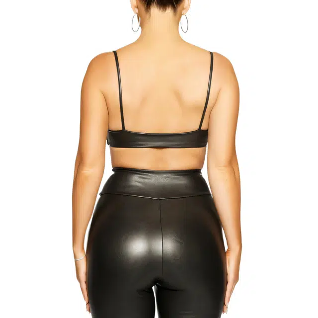 NAKED WARDROBE Vegan Leather Crop Top