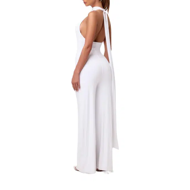 NAKED WARDROBE Smooth Halter Wide-leg Jumpsuit