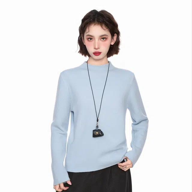 木清清 舒适亲肤半高领内搭打底衫加绒加厚长袖上衣针织衫 女款