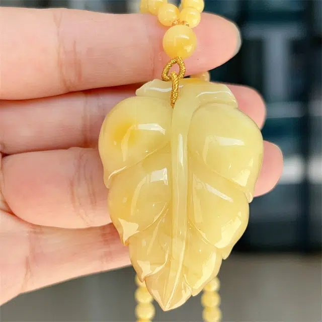 灵运宝 【师傅已加能量】转运招财俄原石原矿叶子金枝玉叶无优化无烤色 蜜蜡 项链 男女同款情侣款