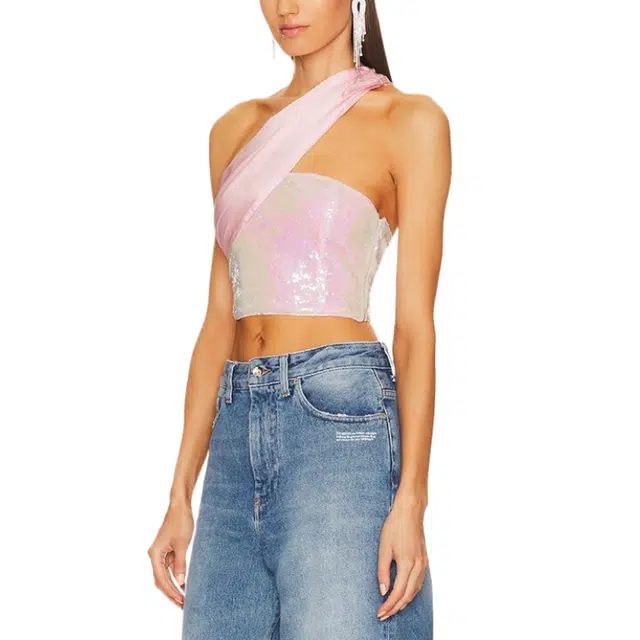 SUPERDOWN Gea Asymmetrical Crop Top