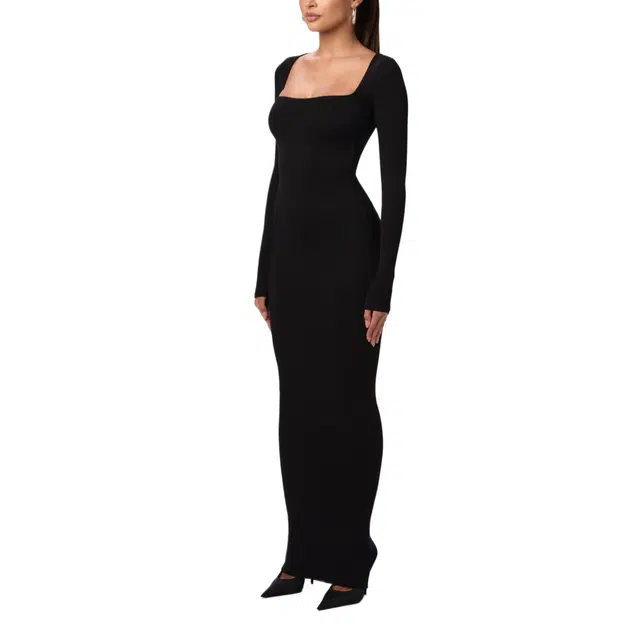 NAKED WARDROBE NW Square Neck Sculpt Maxi Dress