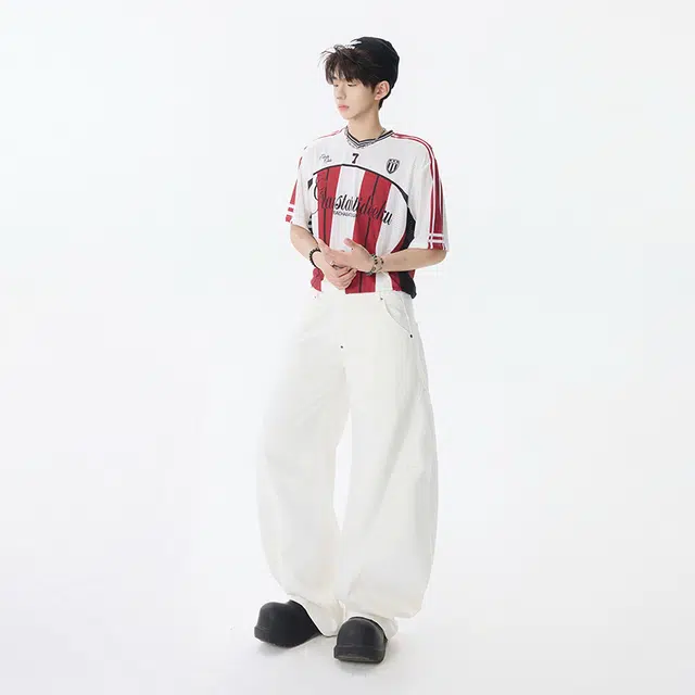 金盾 美式复古慵懒风显瘦宽松高腰牛仔裤 男女同款