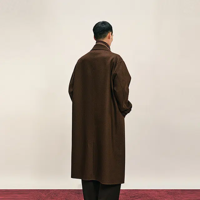 速写 外套西服领长袖大衣 男款