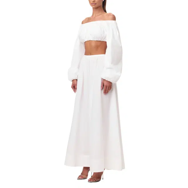 NAKED WARDROBE Shirting Off-Shoulder Crop Top