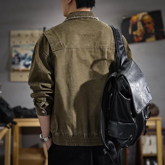 遨宇 阿美咔叽美式复古休闲做旧痞帅极简风潮流百搭户外夹克 男款