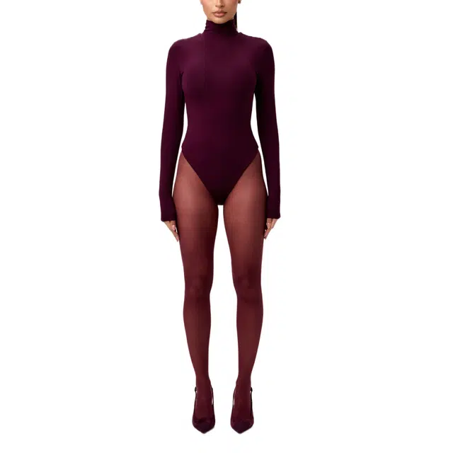 NAKED WARDROBE Butter Turtleneck Contour Bodysuit