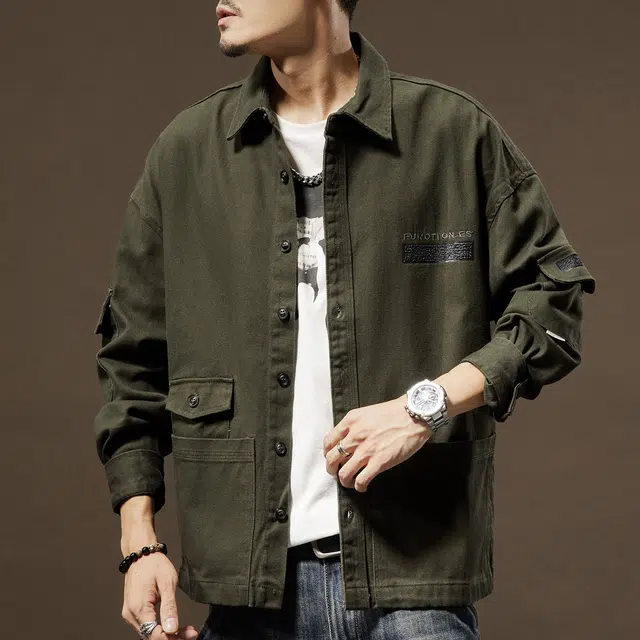 贵色 拼接修身工艺日系工装多口袋痞帅极简风美式设计高级复古长袖衬衫 男女同款