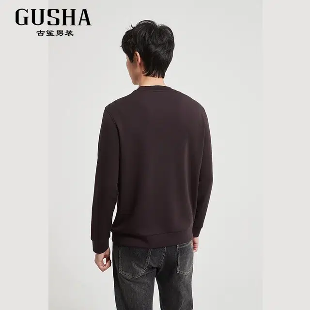 古鲨 莱赛尔高端百搭休闲纯色圆领长袖卫衣 男款