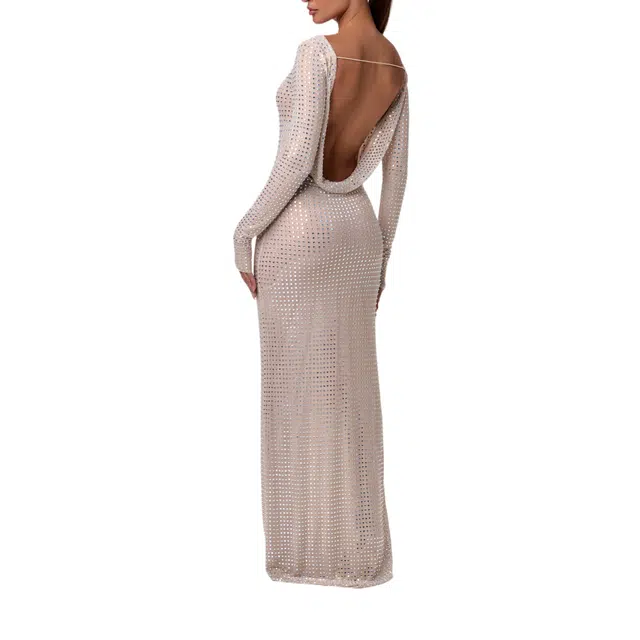 NAKED WARDROBE Open Back Gown Crystal