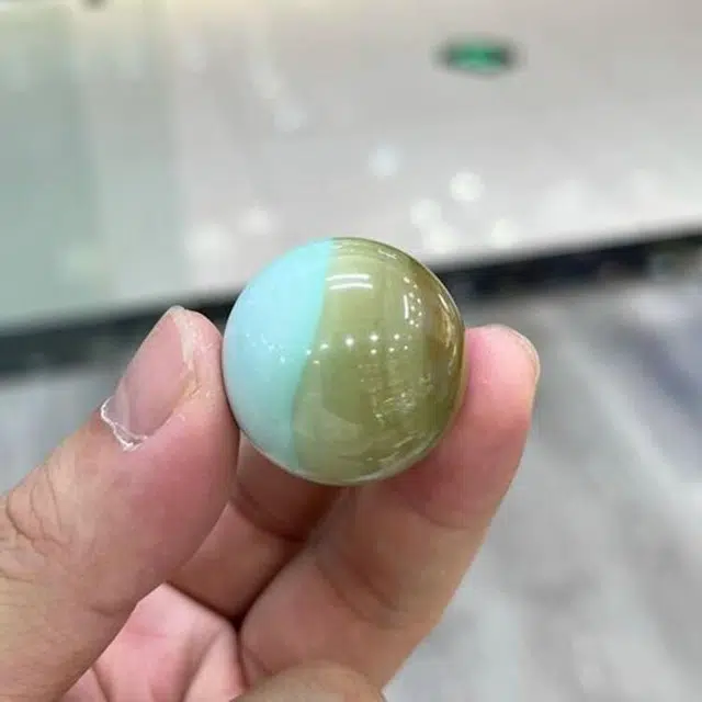 灵运宝 【师傅已加能量】#转运招财一物一图湖北原矿大俏色天眼圆珠单珠高瓷高色菜籽黄无油无水 绿松石 吊坠 男女同款情侣款