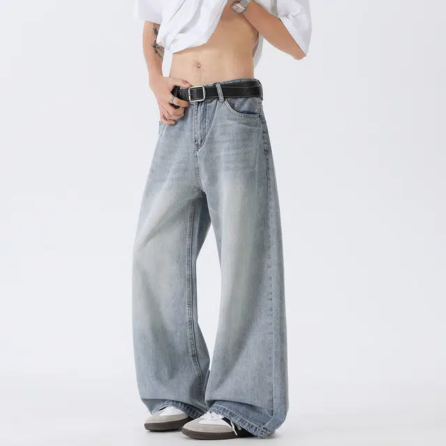 海尔斯 美式简约宽松直筒百搭时尚牛仔裤 男款