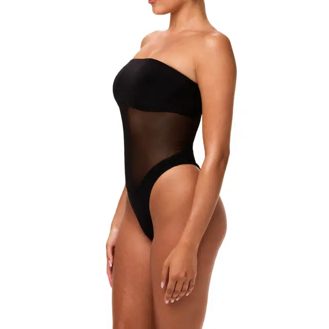 NAKED WARDROBE Mesh Tube Contrast Swimsuit