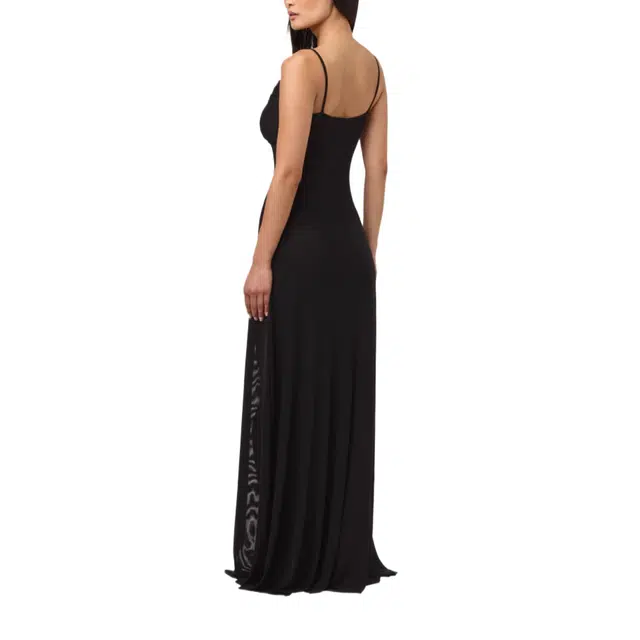 NAKED WARDROBE Mesh Draped Overlay Maxi Dress