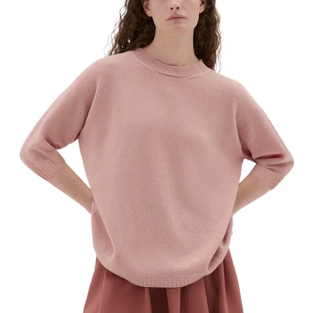 MARGARETHOWELL CROP SLEEVE EASY CREW