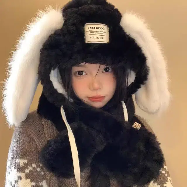 恩僾德 高颜值小众保暖护耳加厚显脸小 聚酯纤维 帽子 男女同款情侣款