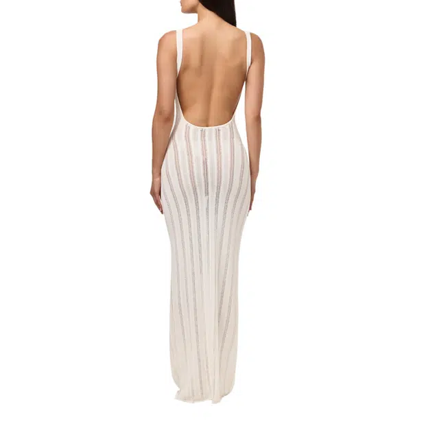 NAKED WARDROBE KNIT OPEN BACK MAXI DRESS