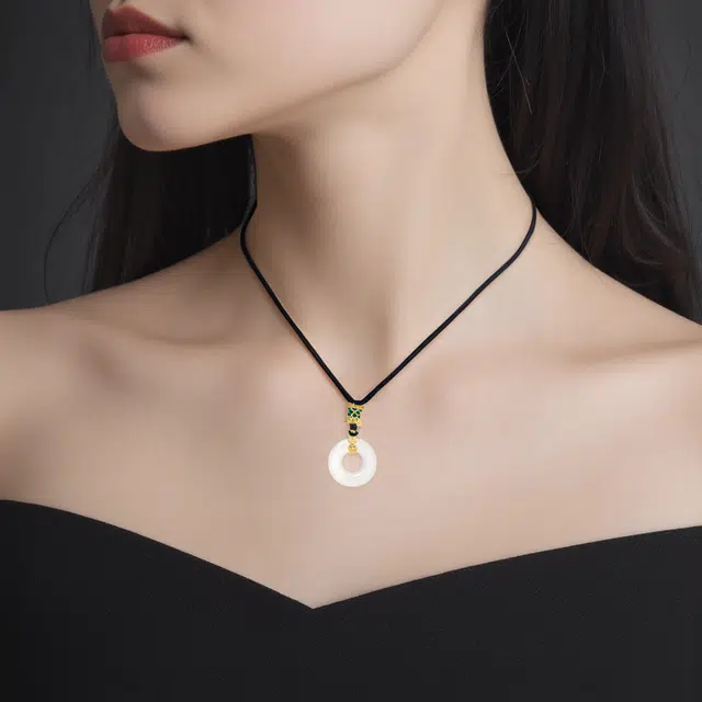 周纪福 福禄平安扣 中国风小众设计感 简约百搭轻奢新中式 玉髓 项链 男女同款情侣款