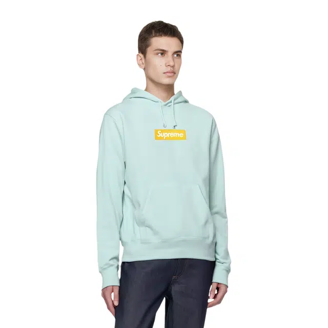 Supreme FW17 Box Logo Hooded Sweatshirt Ice Blue Bogo